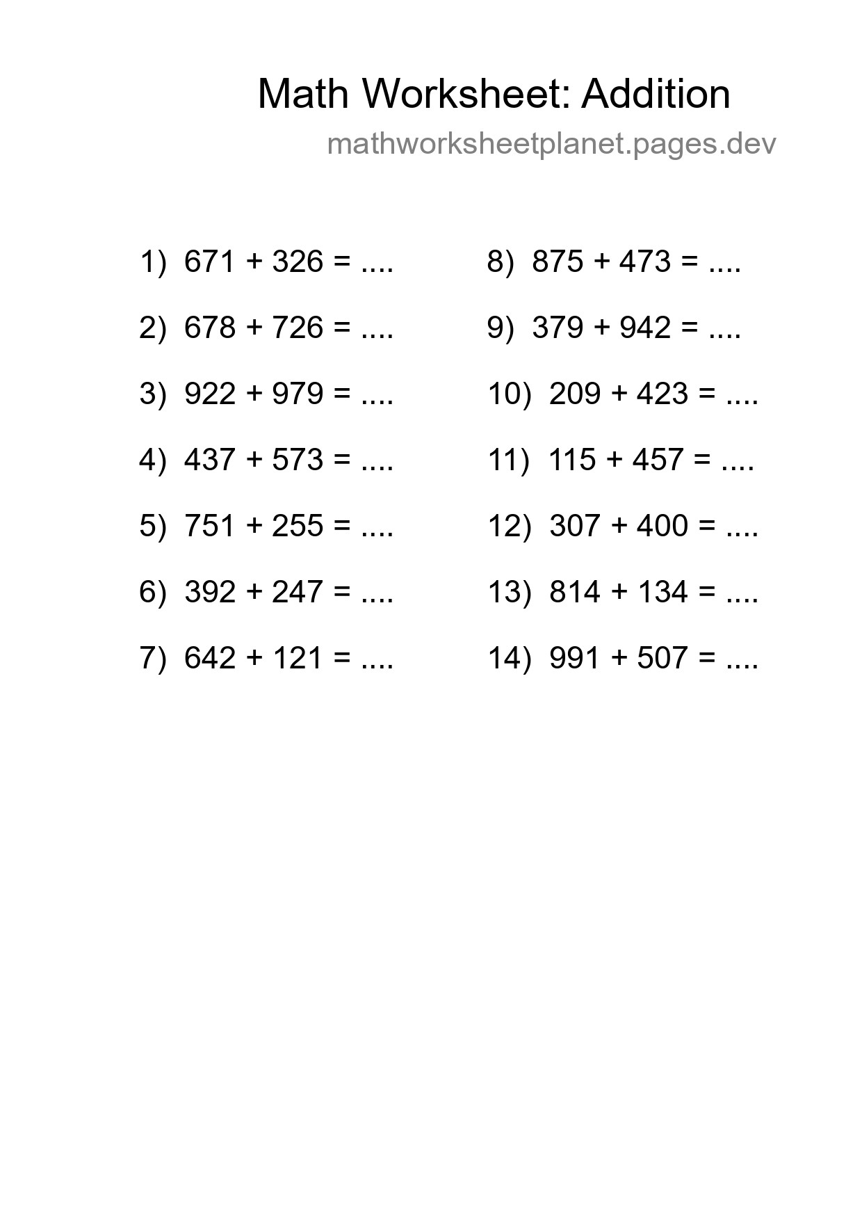 Free 14 Addition Math Worksheet For Grade 5 - Part 81