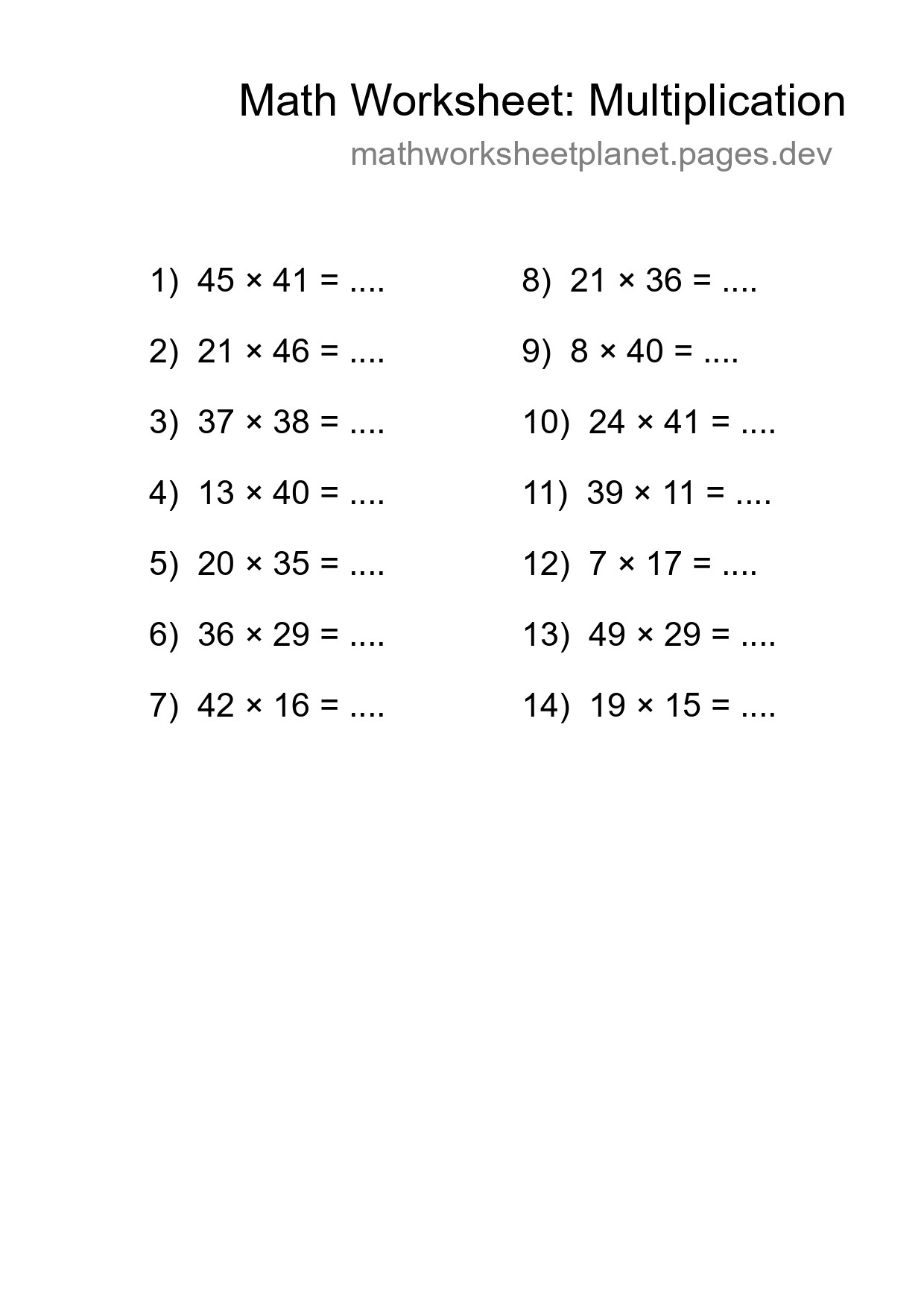 Free 14 Multiplication Math Worksheet For Grade 2 With Answers - Part 137