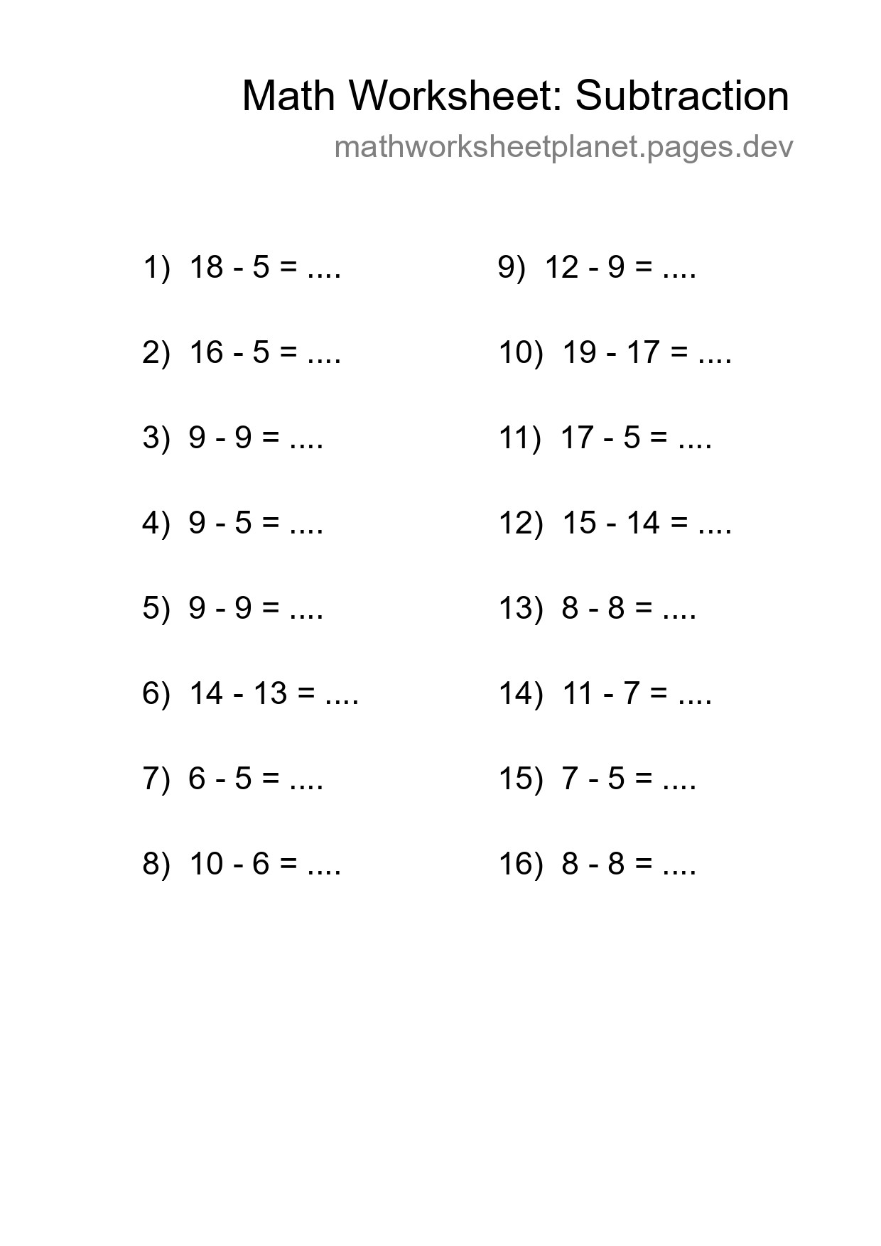 Free 16 Subtraction Math Worksheet For Grade 2 With Answers - Part 278