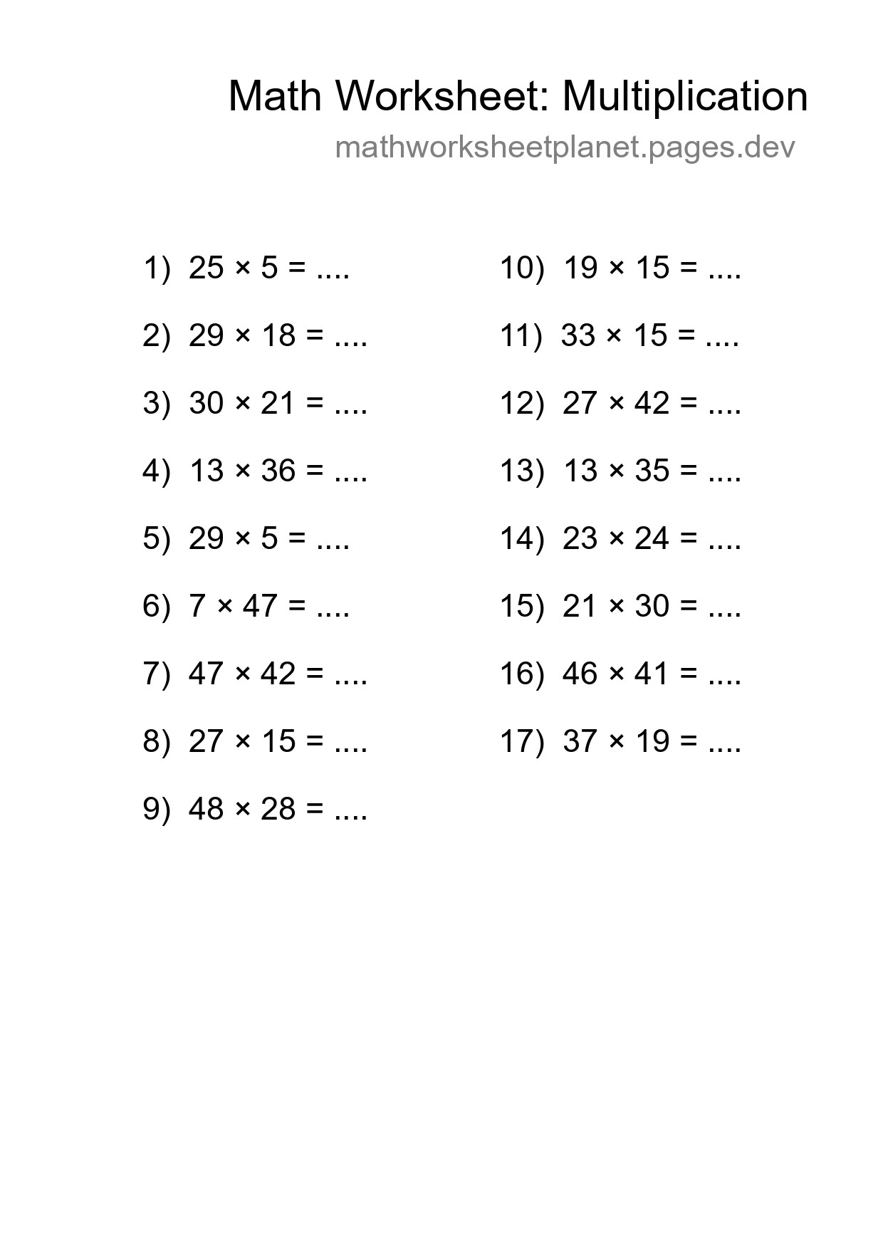 Free 17 Multiplication Math Worksheet For Grade 2 - Part 117