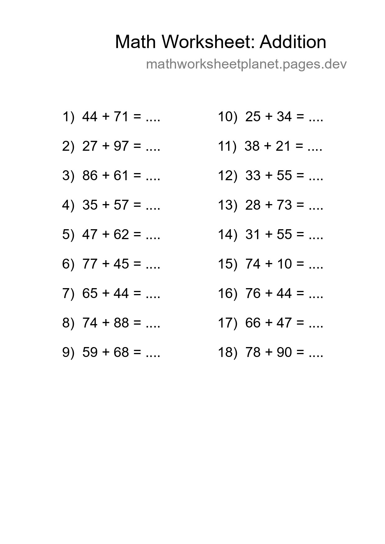 Free 18 Addition Math Worksheet For Grade 3 With Answers - Part 201