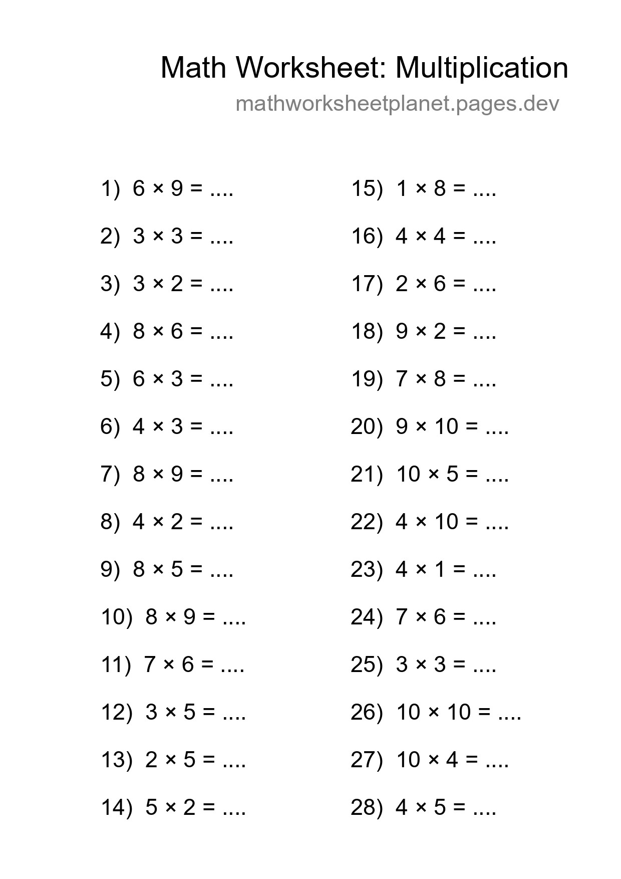 Free 28 Multiplication Math Worksheet For Grade 1 With Answers - Part 127