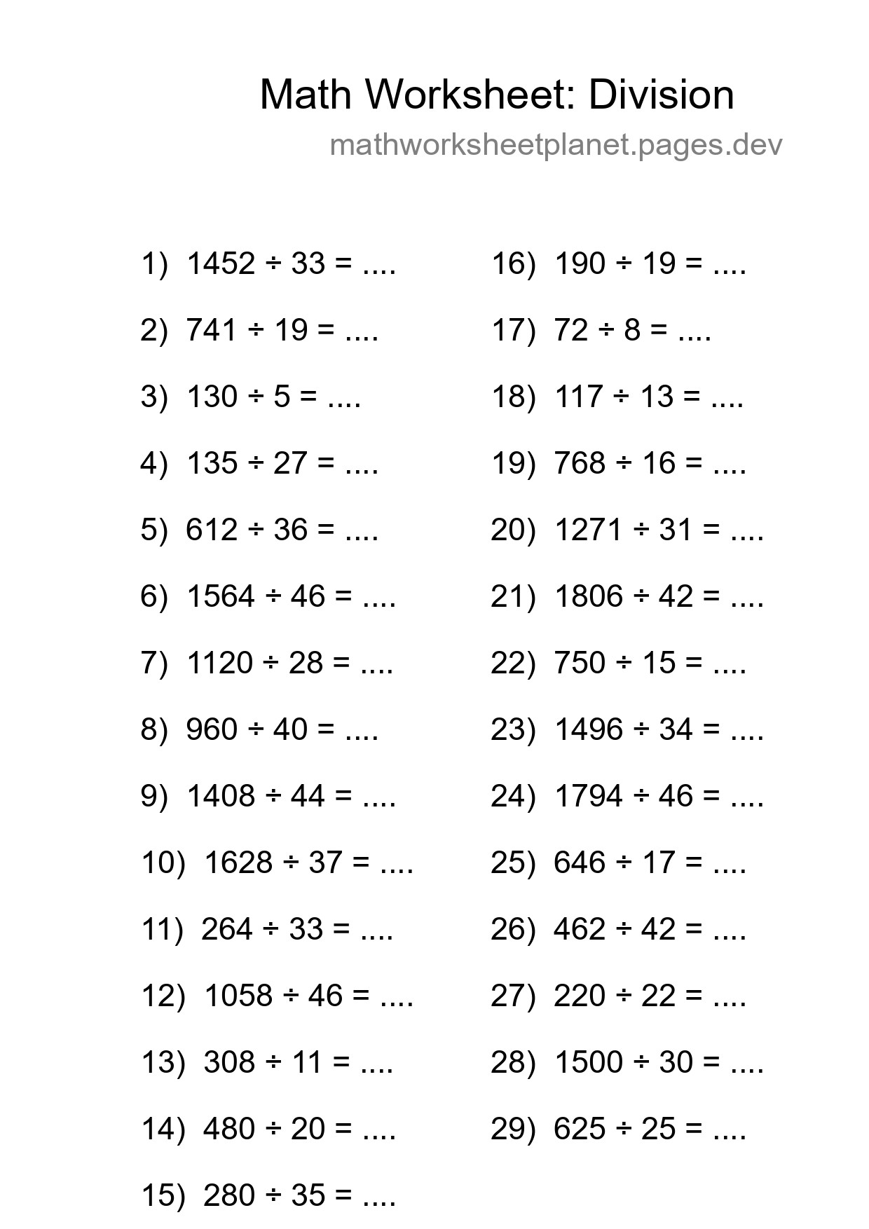 Free 29 Division Math Worksheet For Grade 2 With Answers - Part 44