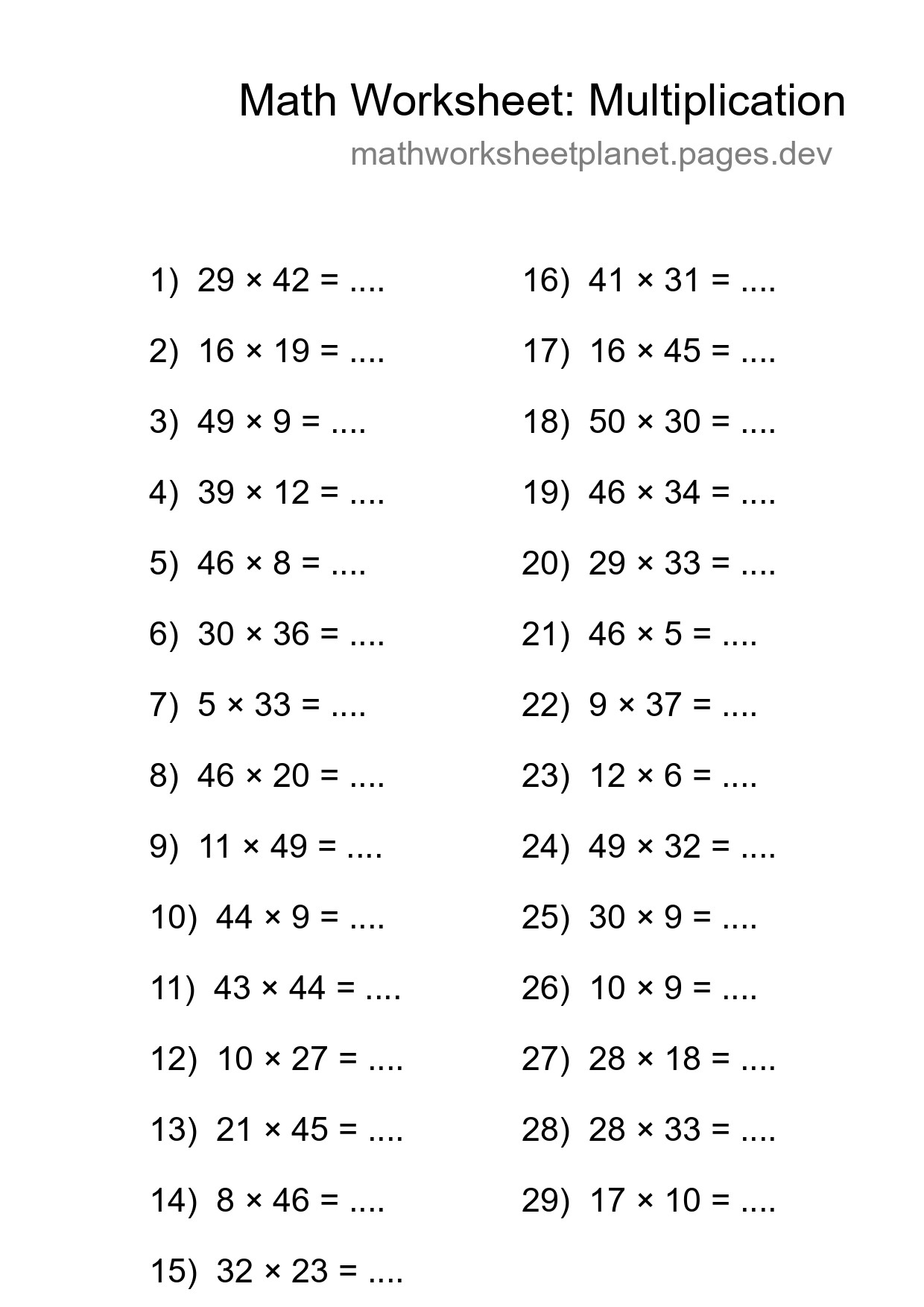 Free 29 Multiplication Math Worksheet For Grade 2 With Answers - Part 207