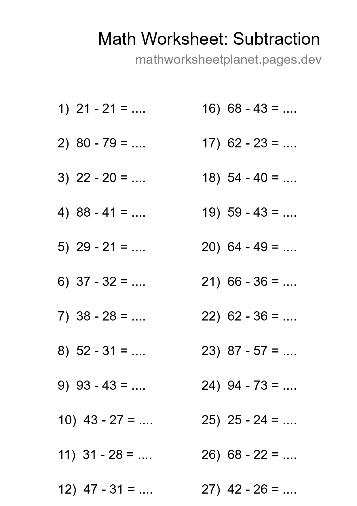 Free 30 Subtraction Math Worksheet For Grade 3 With Answers - Part 158
