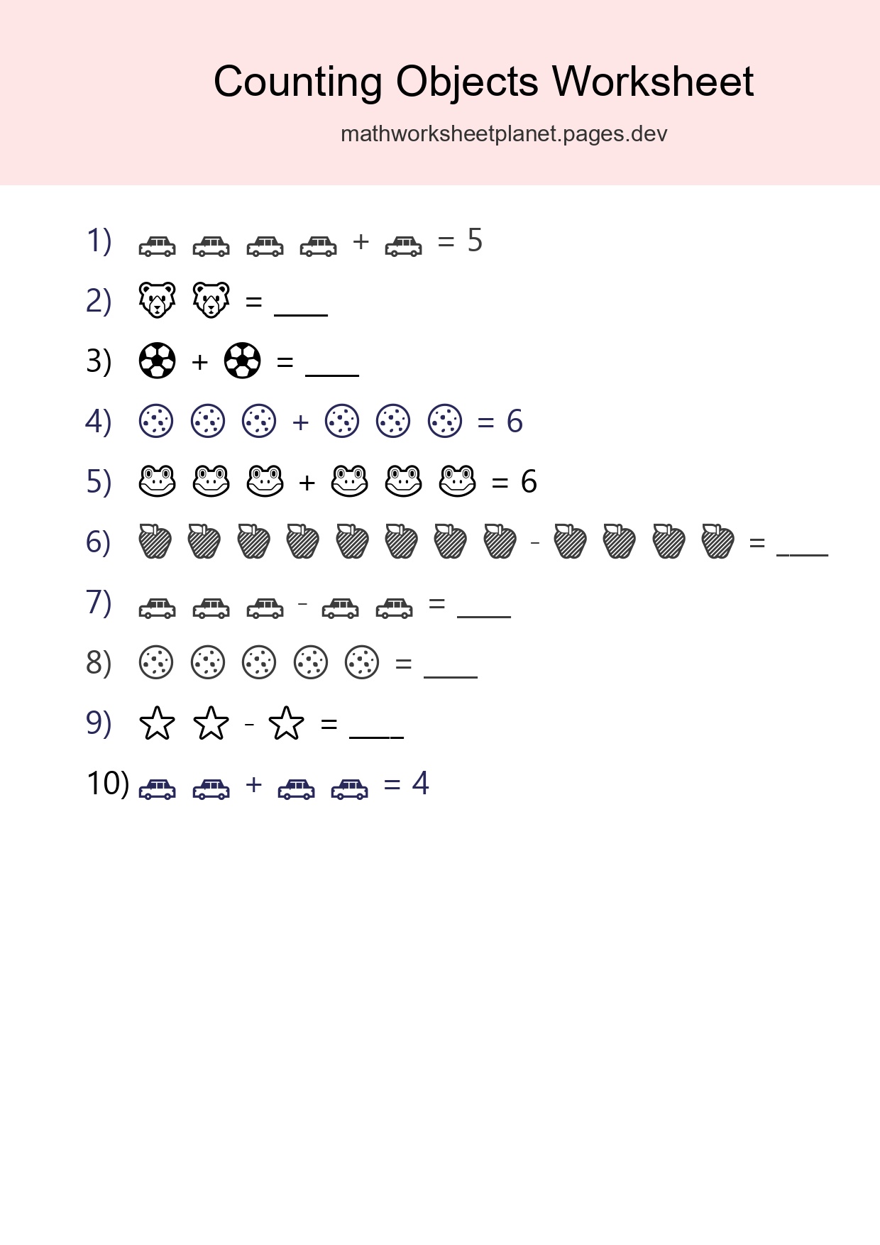 Free Counting Objects Worksheet For Kindergarten - Part 283