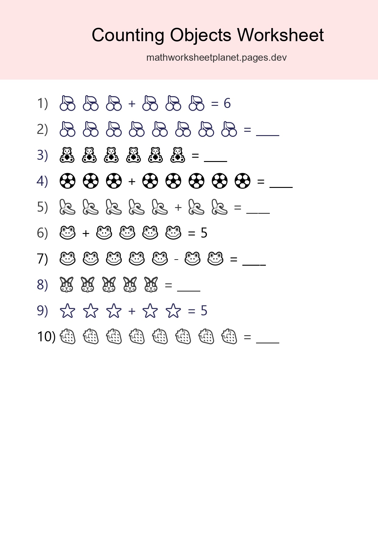 Free Counting Objects Worksheet For Kindergarten Printable - Part 113