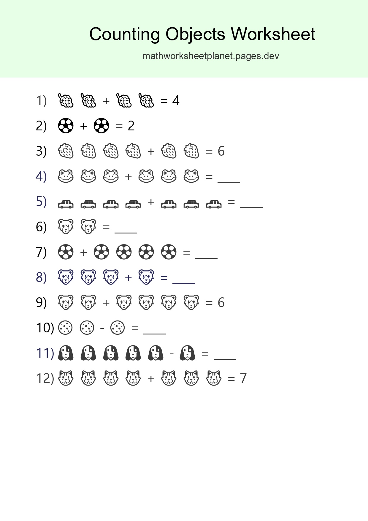 Free Counting Objects Worksheet For Kindergarten Printable - Part 13