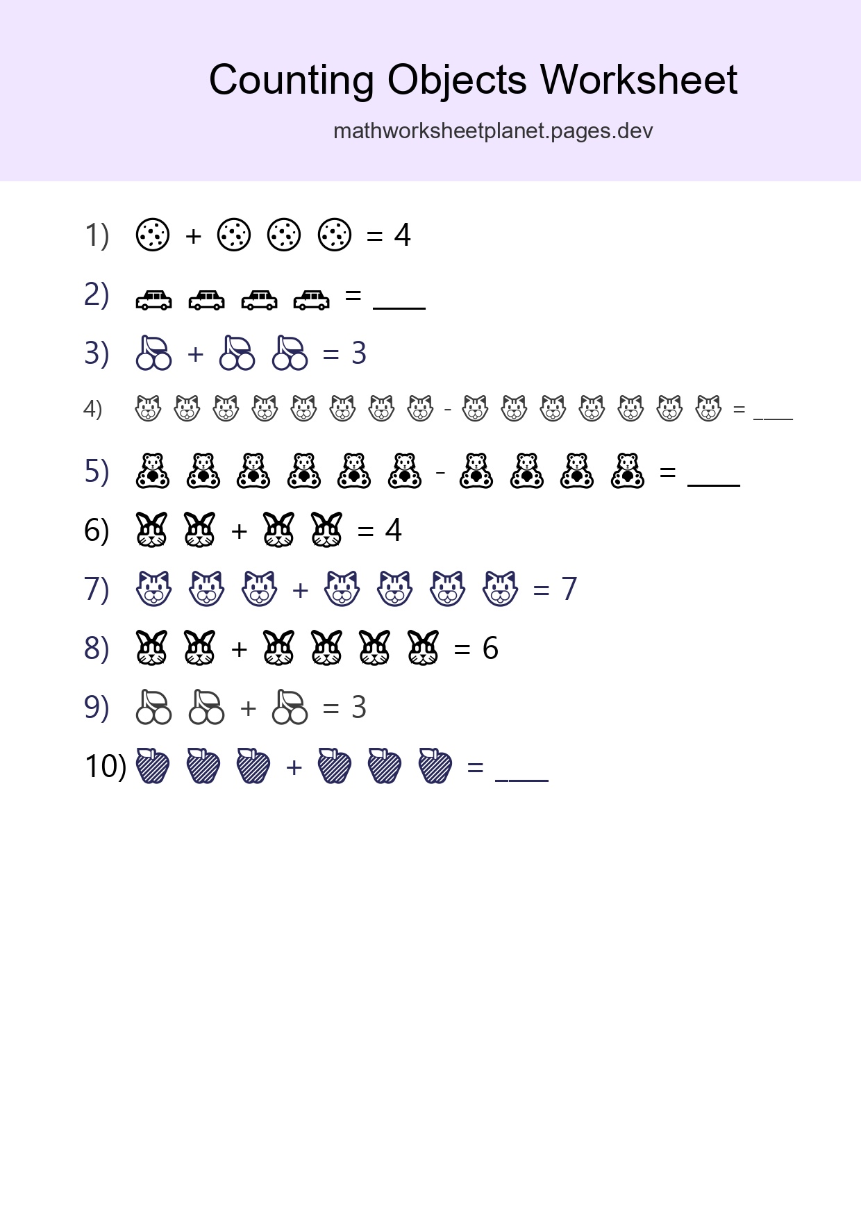 Free Counting Objects Worksheet For Kindergarten Printable - Part 133