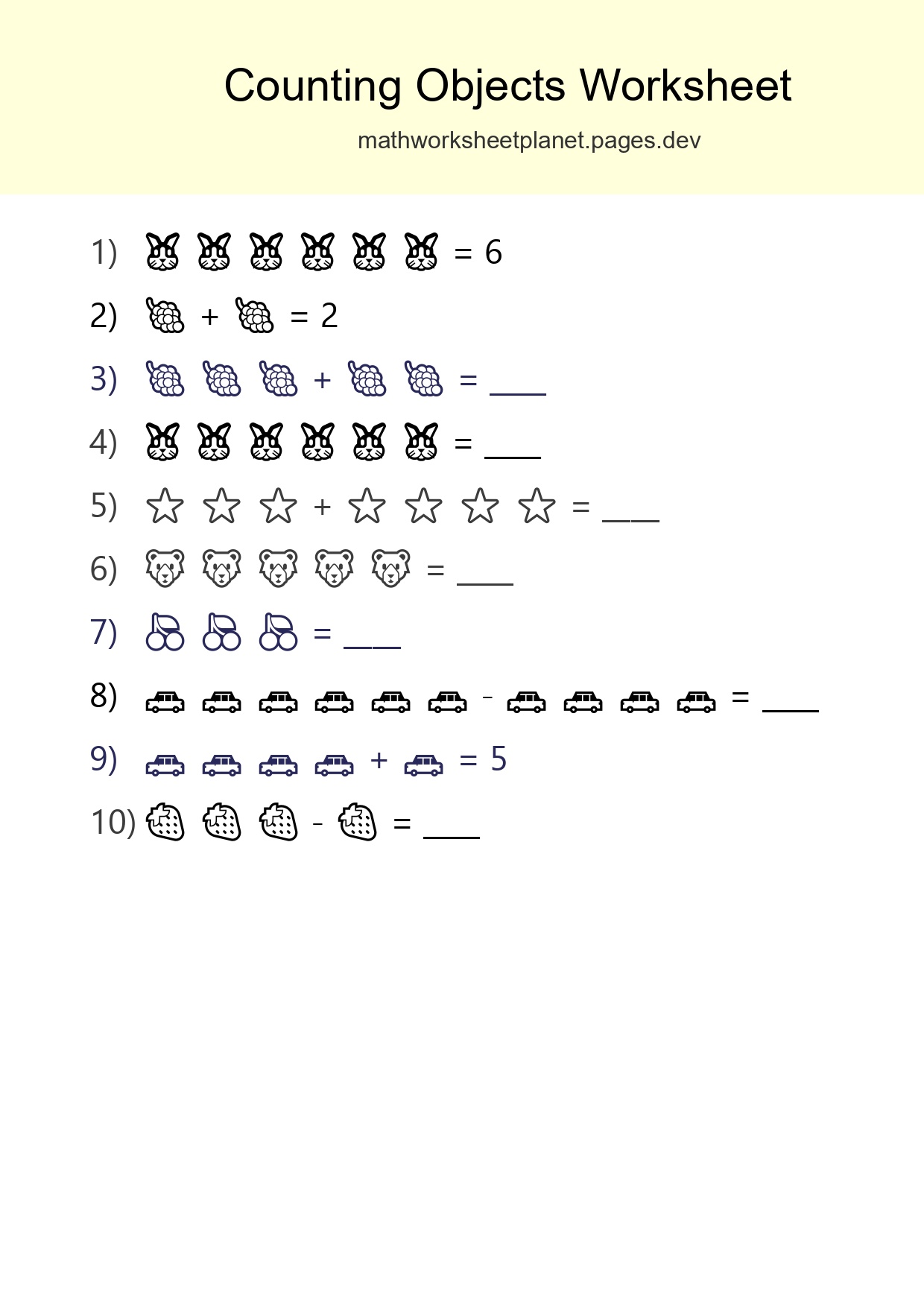 Free Counting Objects Worksheet For Kindergarten Printable - Part 143