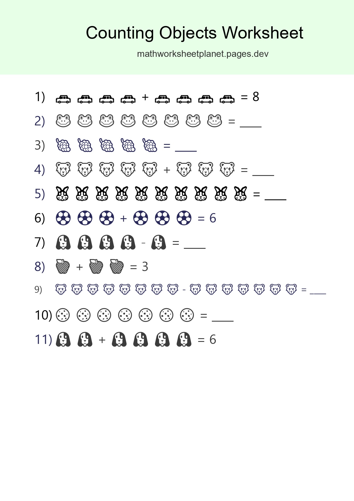 Free Counting Objects Worksheet For Kindergarten Printable - Part 173