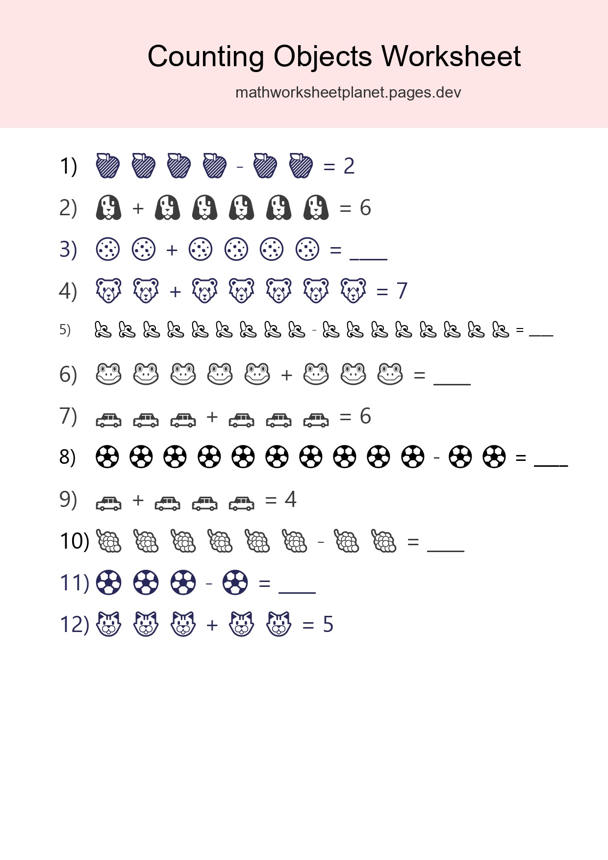 Free Counting Objects Worksheet For Kindergarten Printable - Part 183