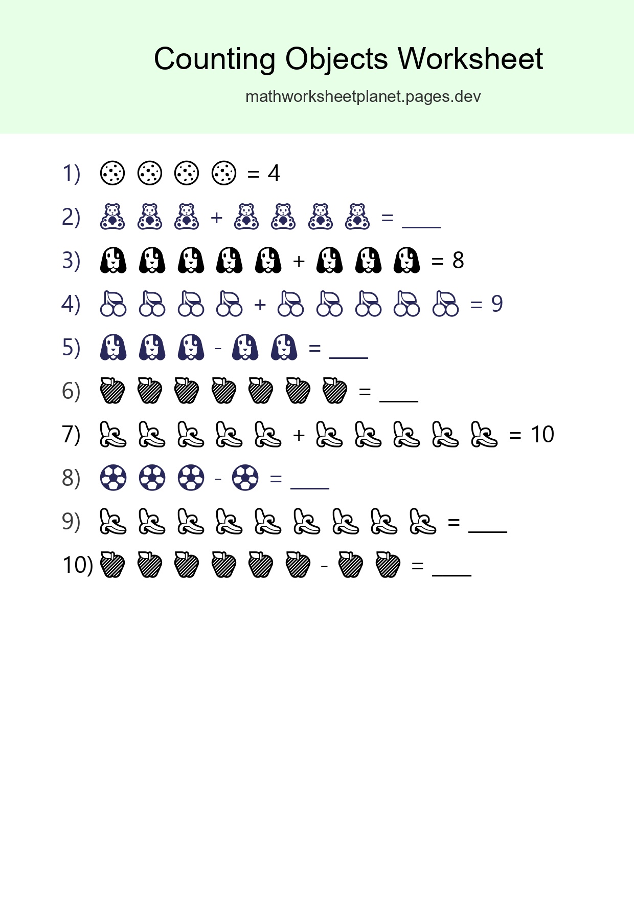 Free Counting Objects Worksheet For Kindergarten Printable - Part 23