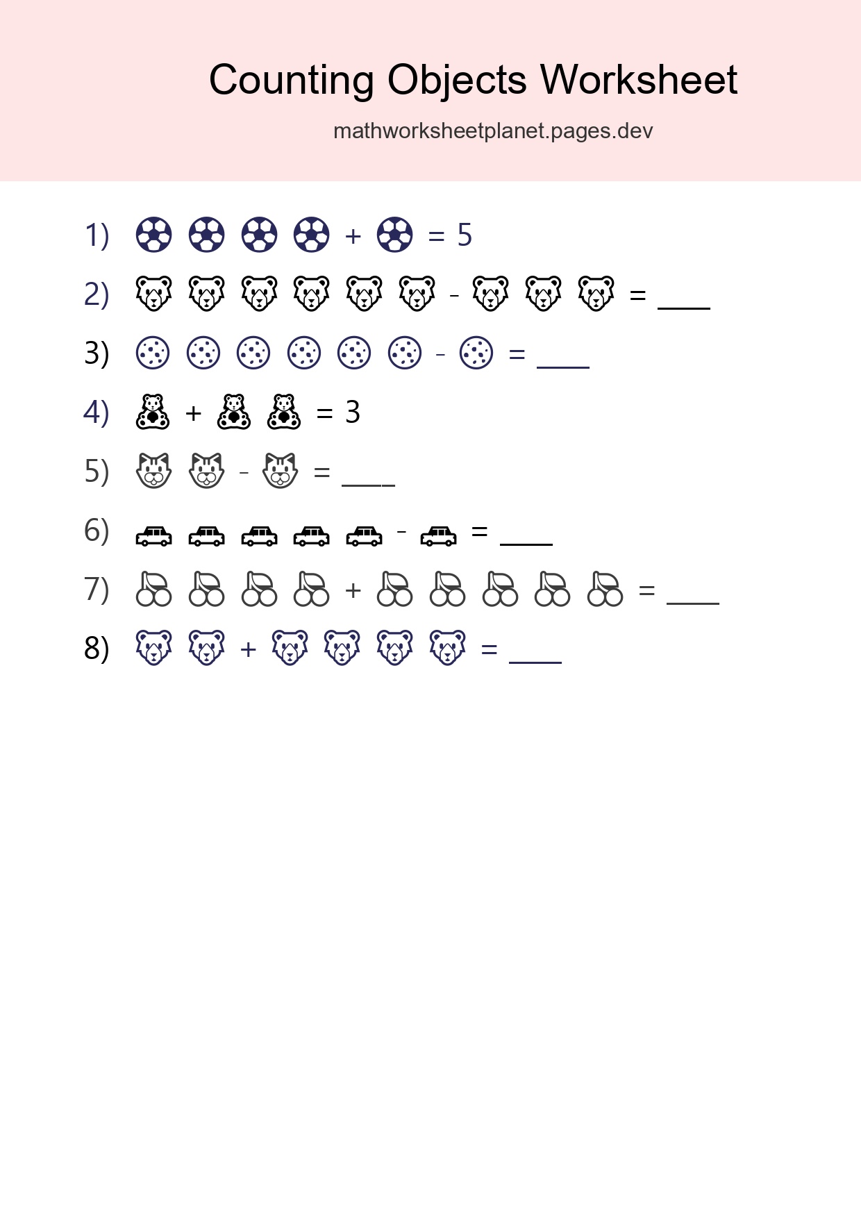 Free Counting Objects Worksheet For Kindergarten Printable - Part 33