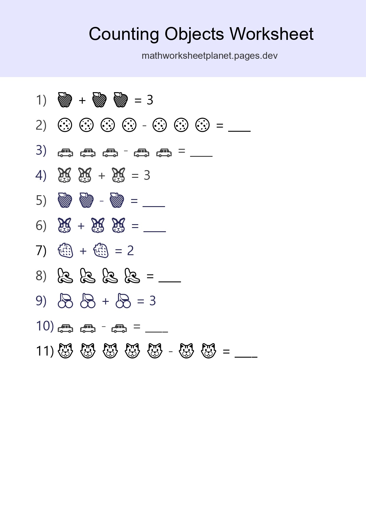 Free Counting Objects Worksheet For Pre-K - Part 203