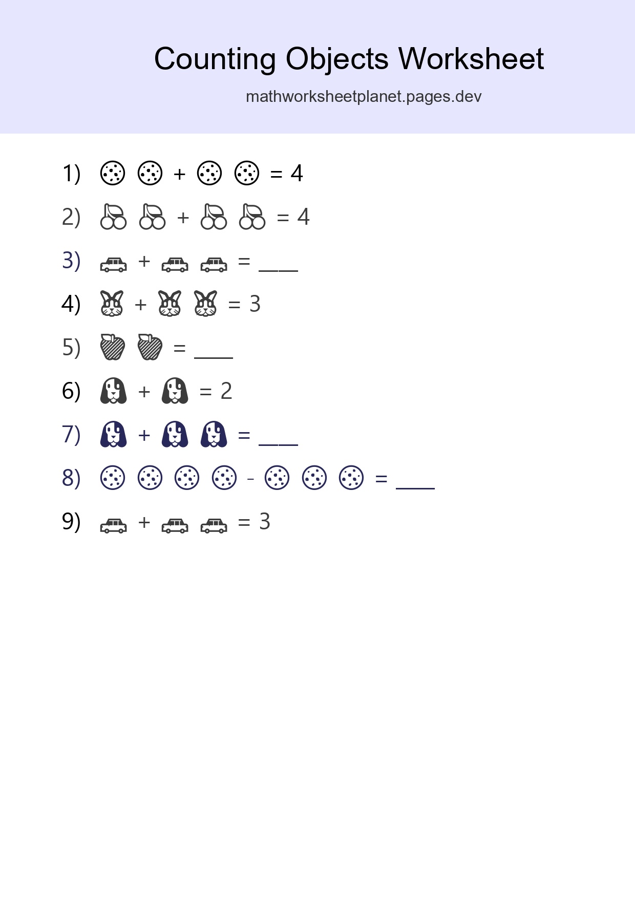Free Counting Objects Worksheet For Pre-K - Part 243