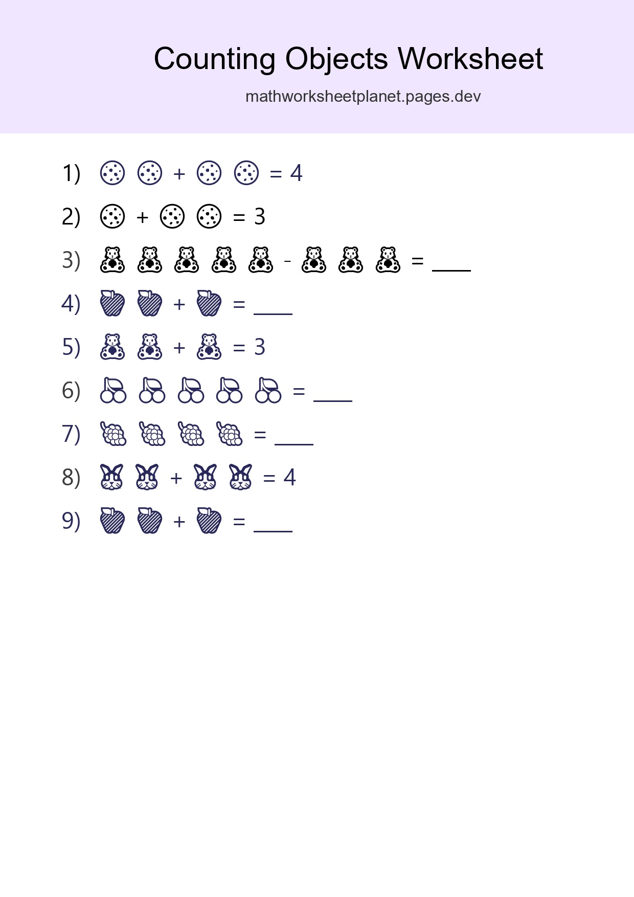 Free Counting Objects Worksheet For Pre-K Printable - Part 83