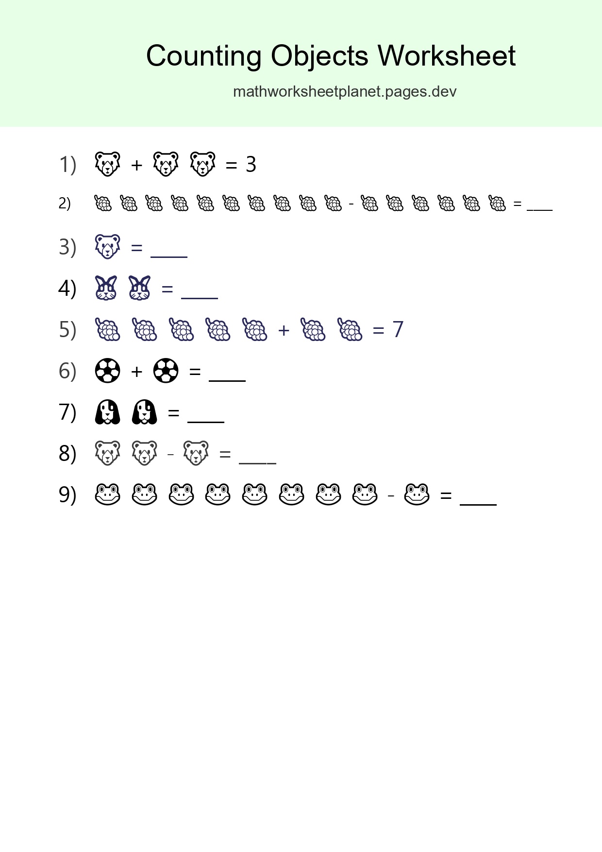 Kindergarten Count The Objects Worksheet - Part 193