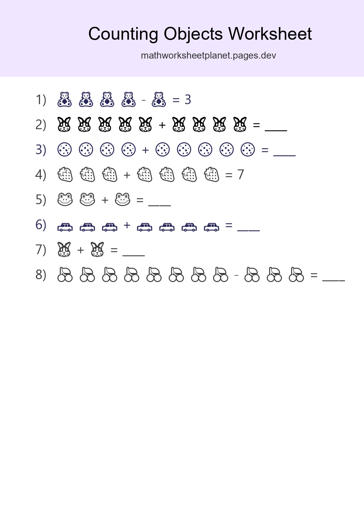 Kindergarten Count The Objects Worksheet - Part 293