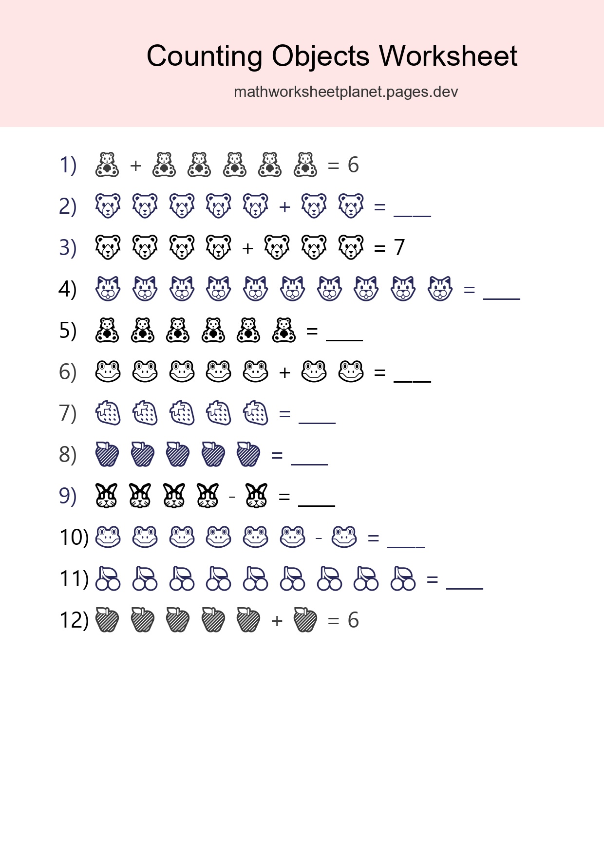 Kindergarten Count The Objects Worksheet - Part 3