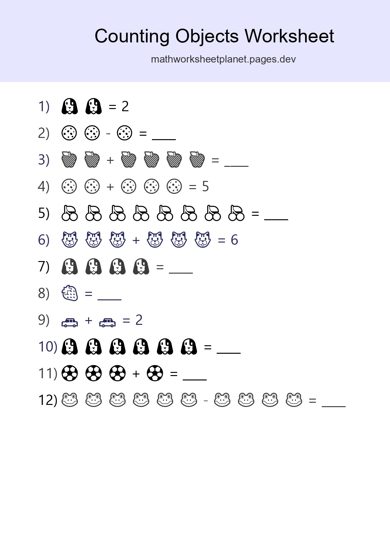 Kindergarten Count The Objects Worksheet - Part 53