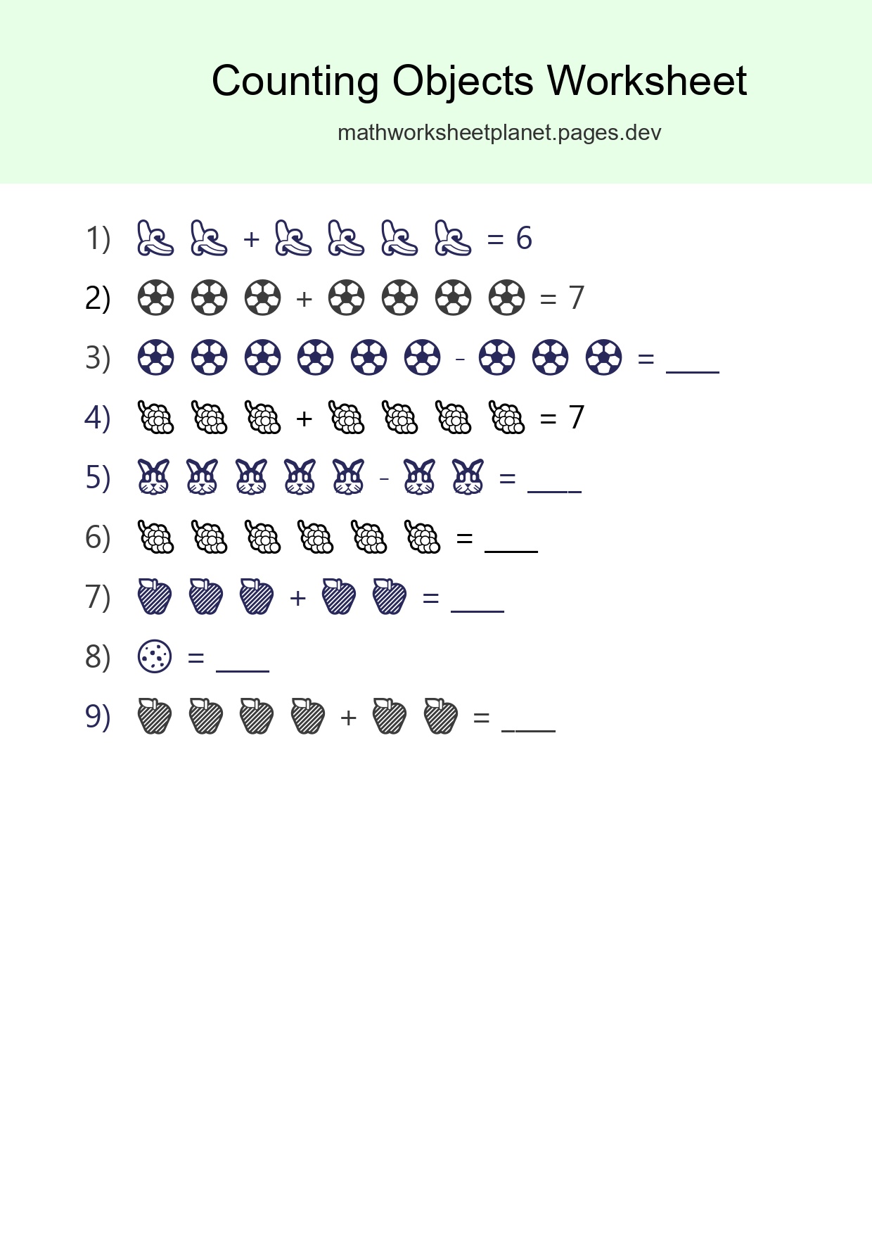 Kindergarten Count The Objects Worksheet - Part 73