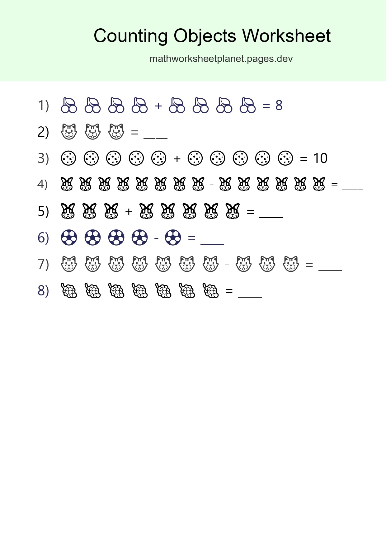 Learn Counting With Pictures Worksheet (Kindergarten) - Part 103