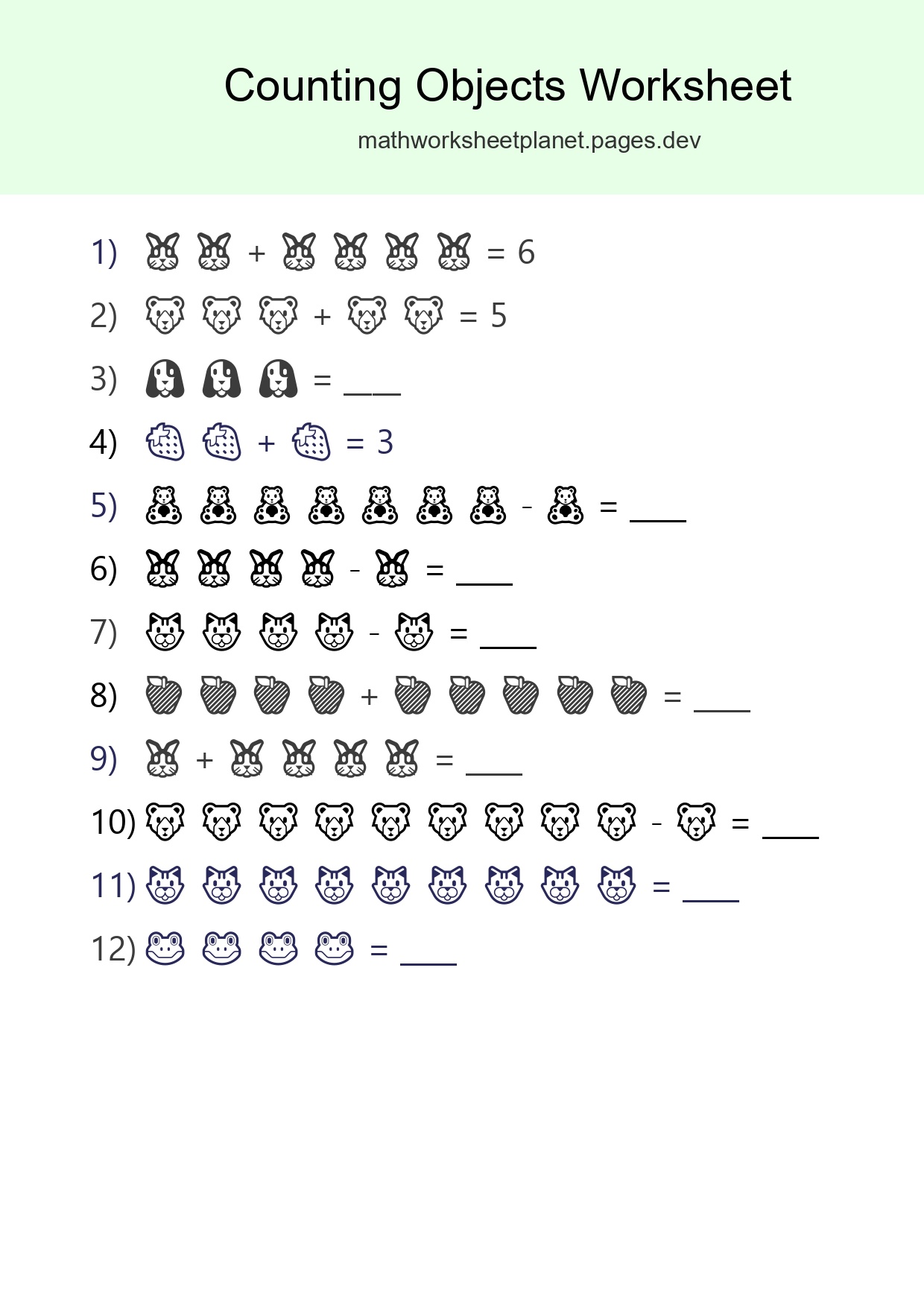 Learn Counting With Pictures Worksheet (Kindergarten) - Part 213