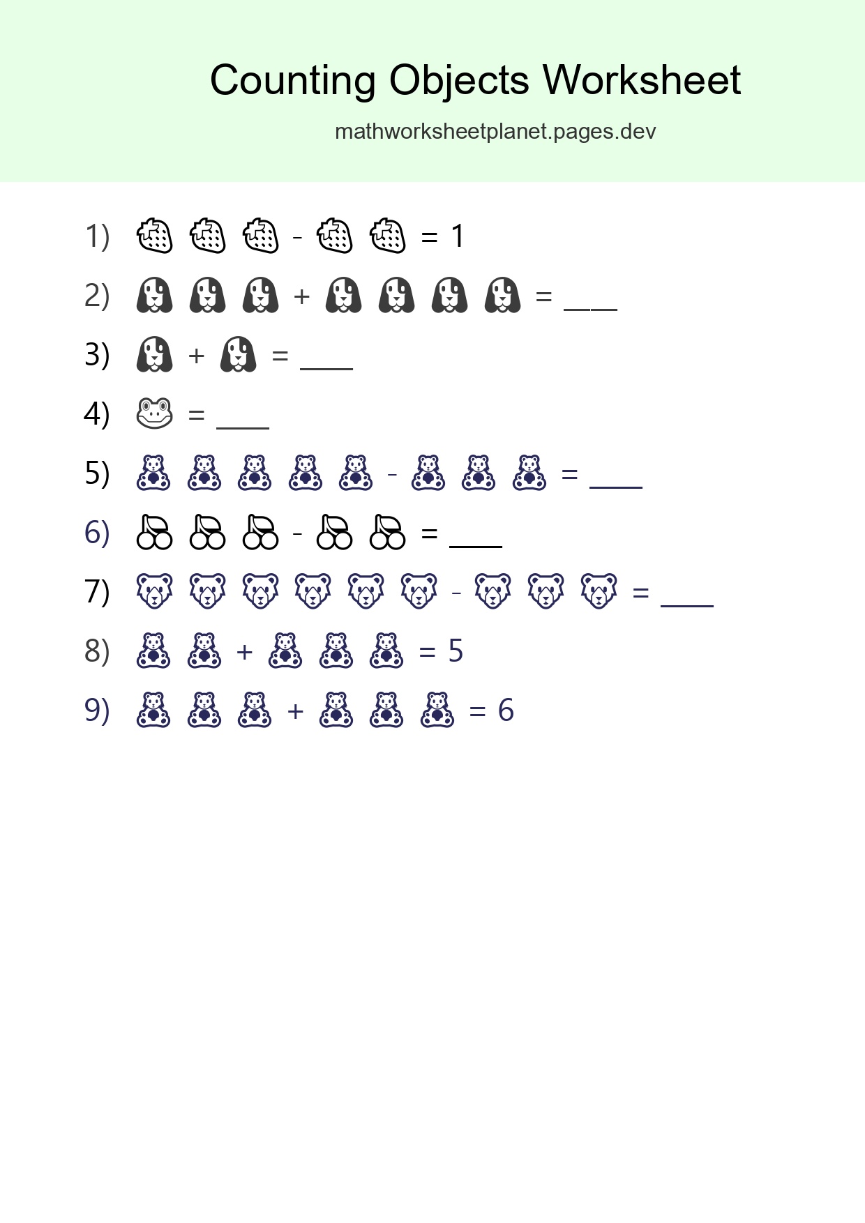 Learn Counting With Pictures Worksheet (Kindergarten) - Part 63