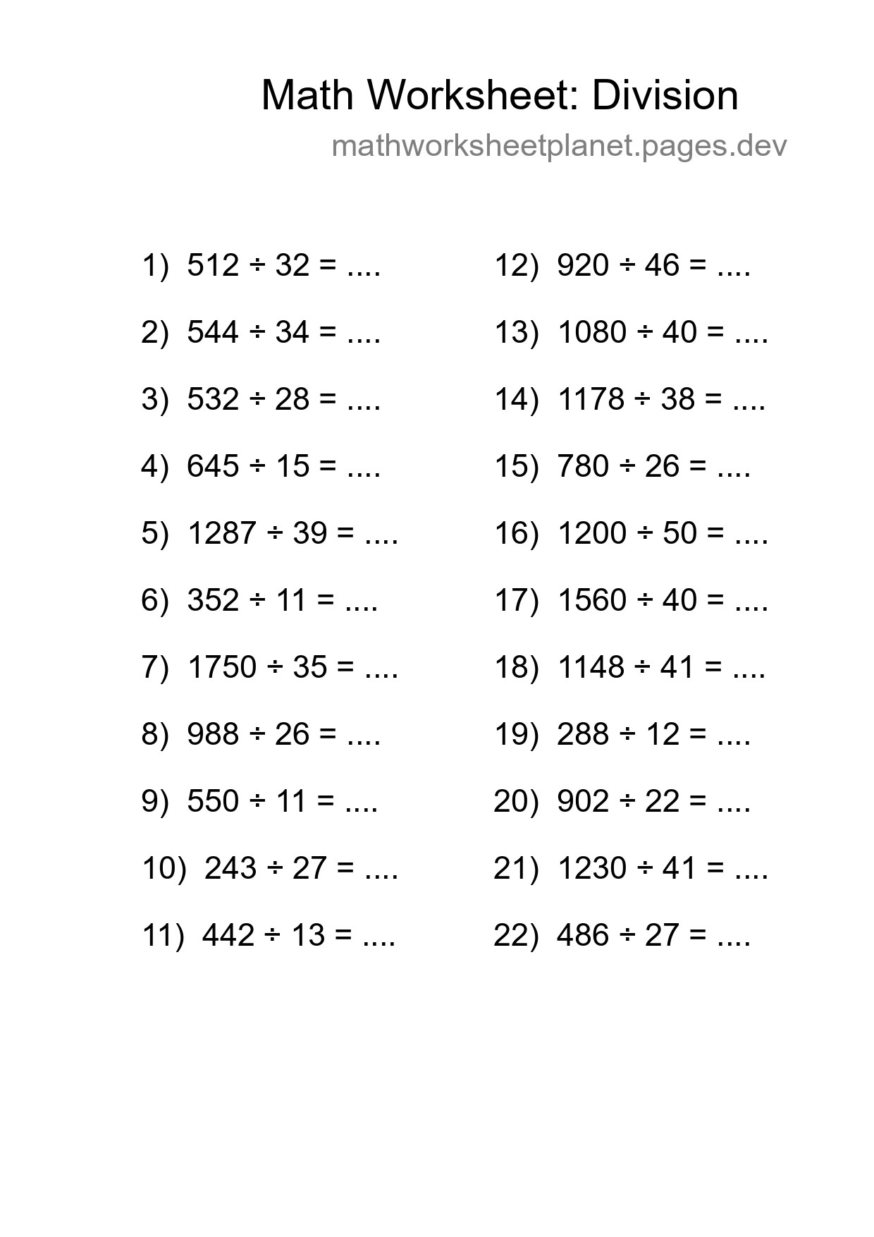 Printable Free 22 Division Math Worksheet For Grade 2 - Part 244