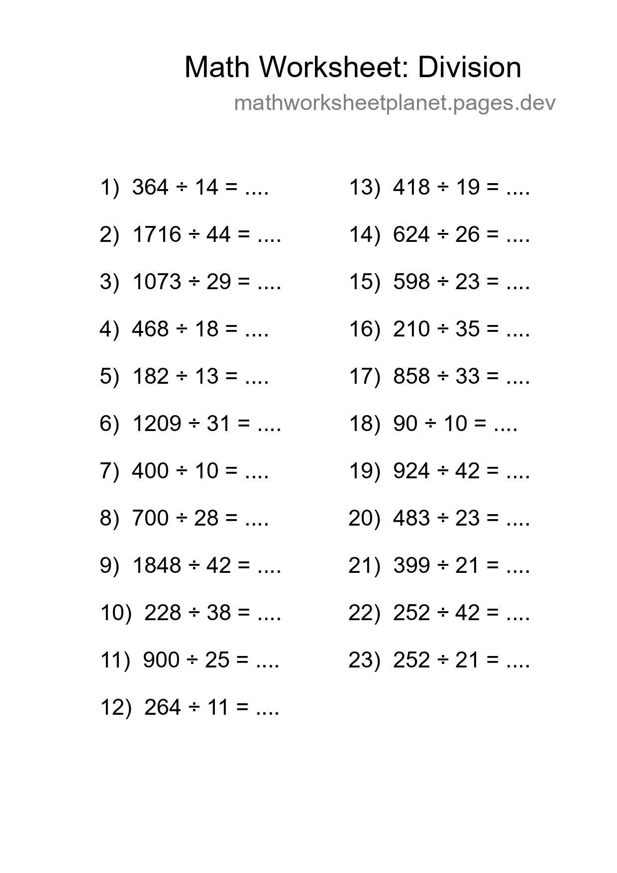Printable Free 23 Division Math Worksheet For Grade 2 - Part 24