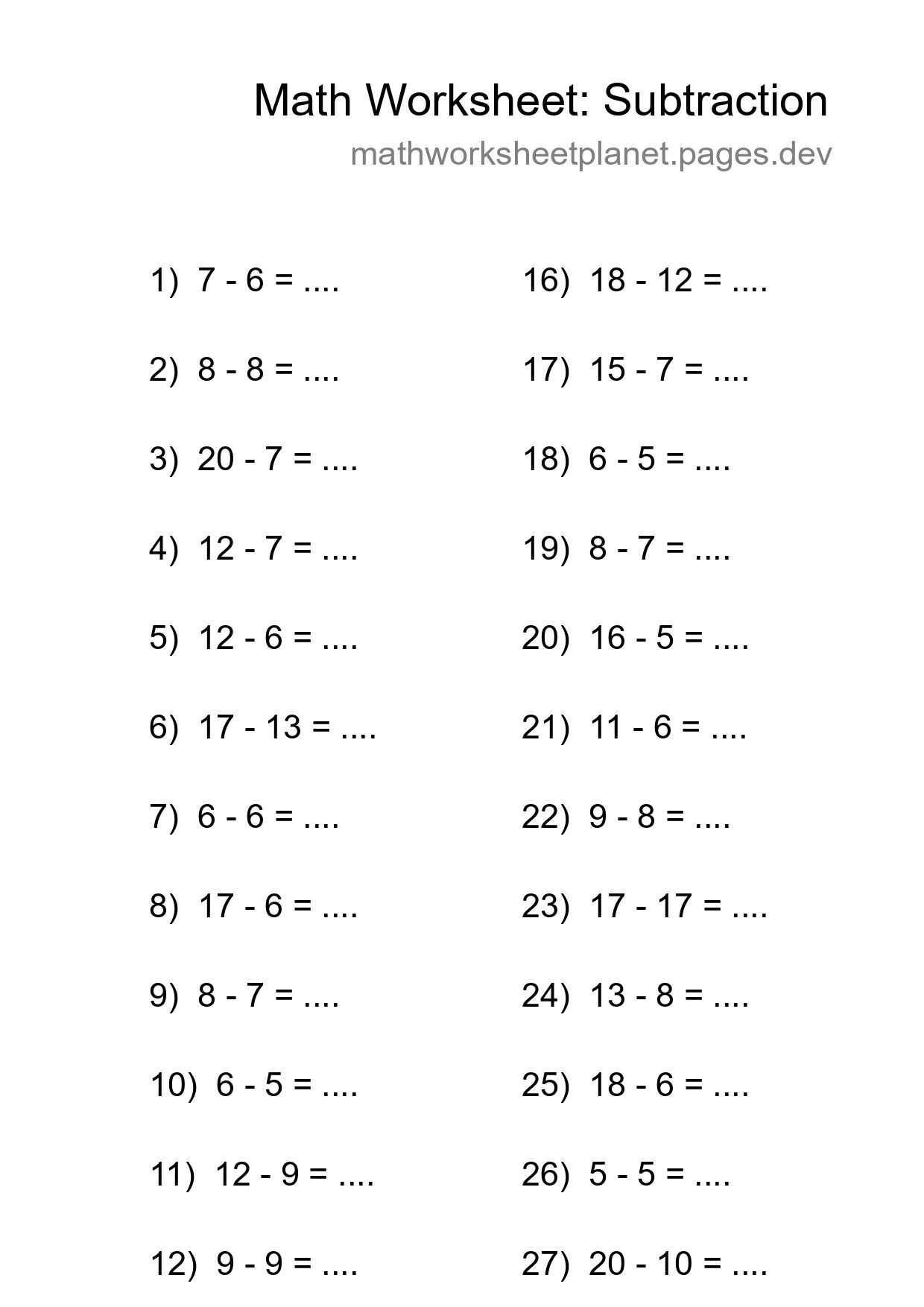 Printable Free 29 Subtraction Math Worksheet For Grade 2 - Part 198